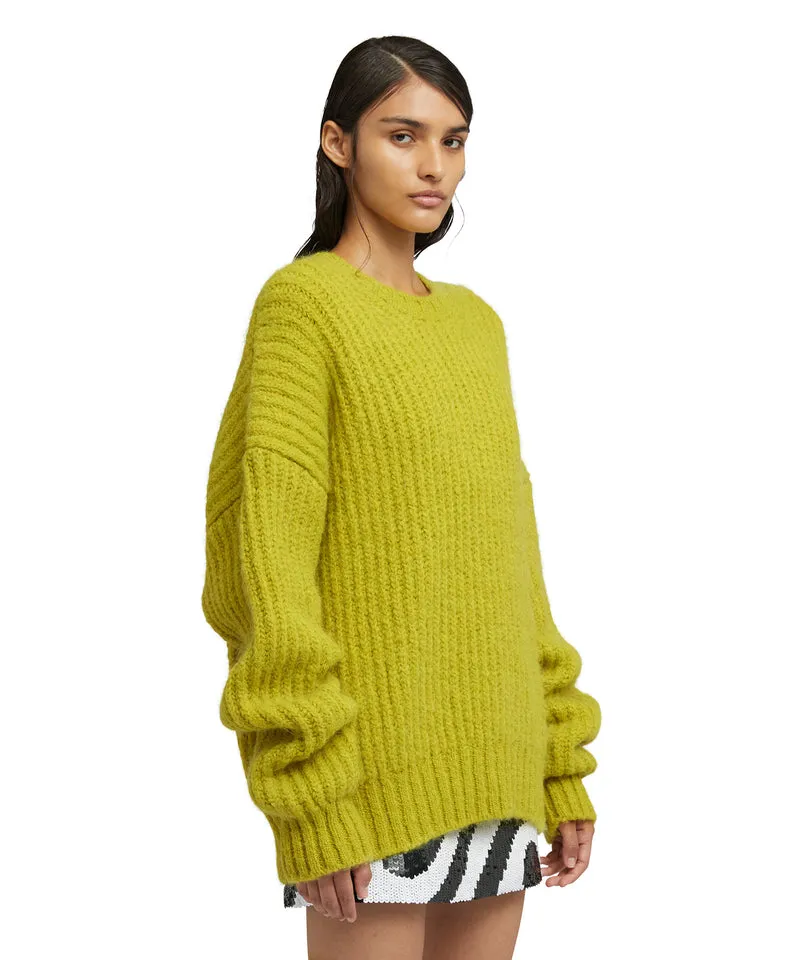 Blended wool crewneck sweater "Warm Winter" Yellow