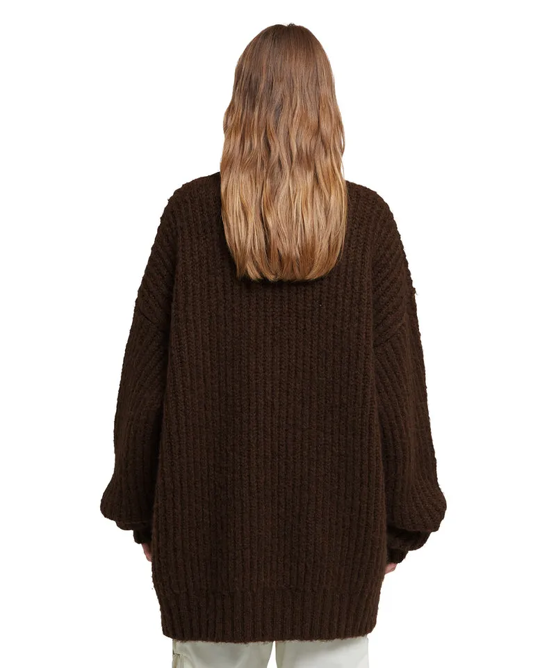 Blended wool v-neck sweater "Warm Winter"  Chocolate