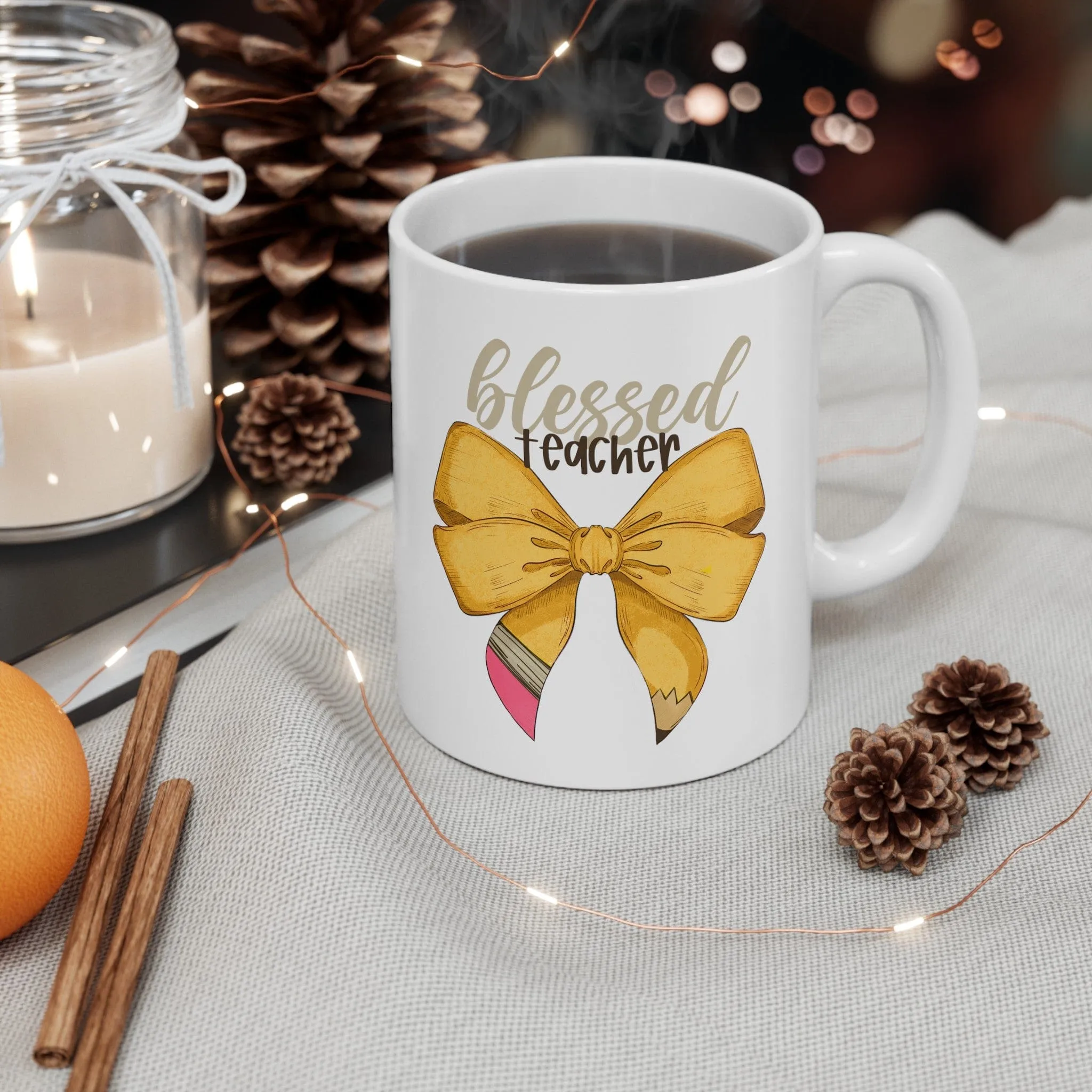 Blessed Teacher Bow 11oz Mug