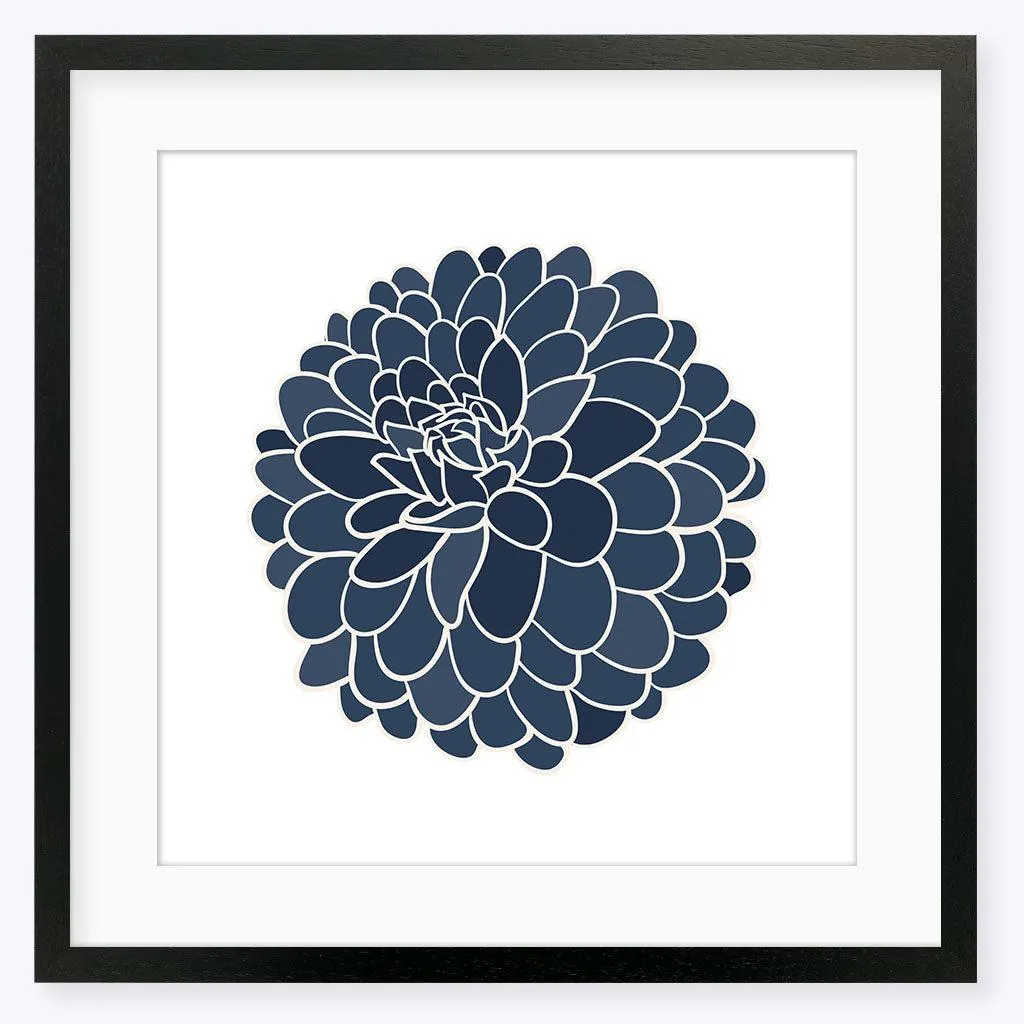 Blue Dahlia Square Art Print