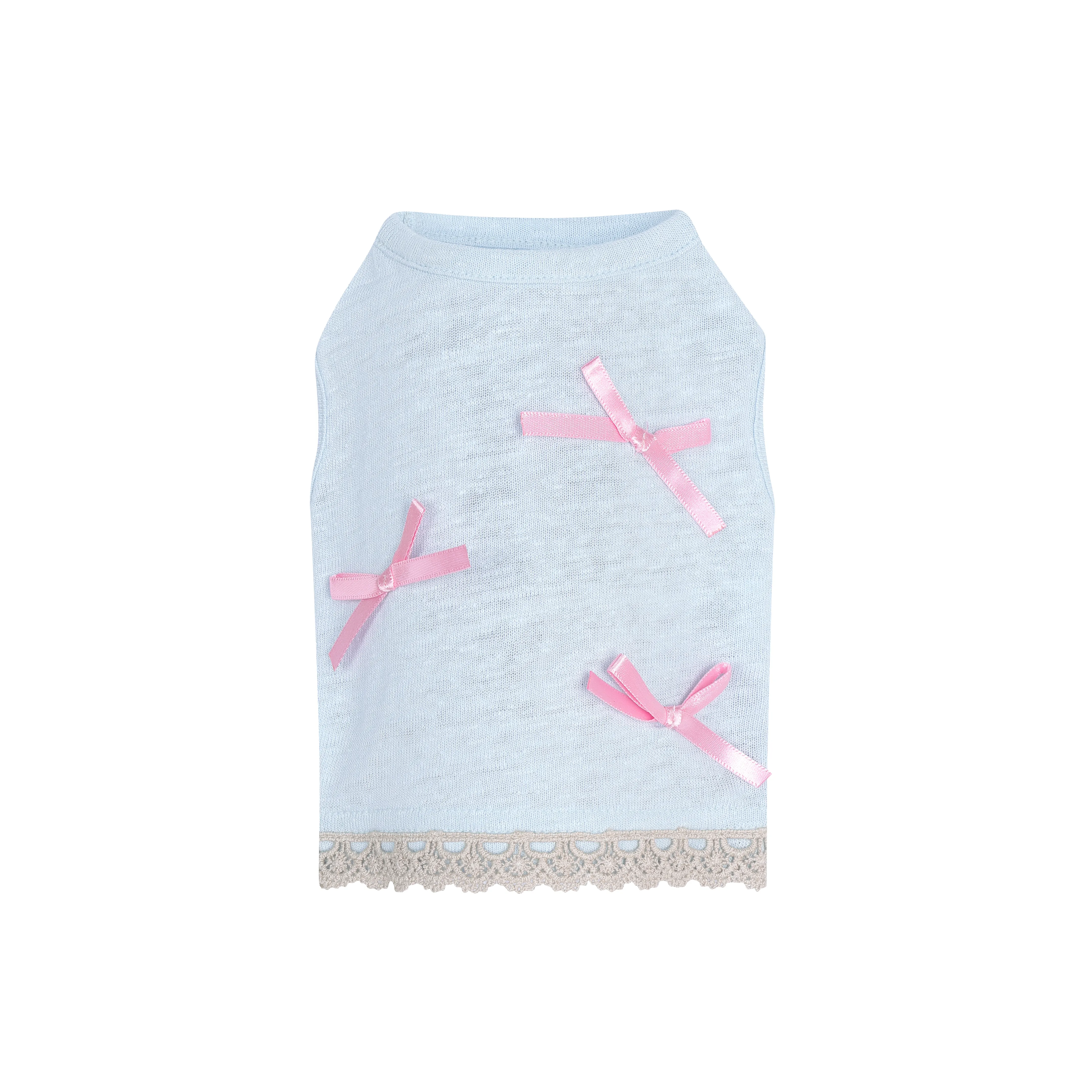 Bowknot Decor Mesh Tee - Blue