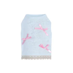 Bowknot Decor Mesh Tee - Blue