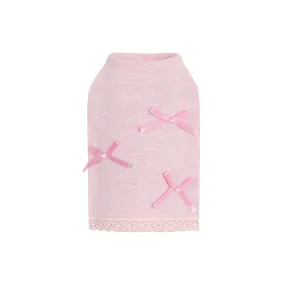 Bowknot Decor Mesh Tee - Pink