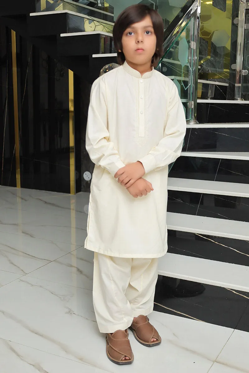 Boy Wash n Wear Kameez Shalwar Cream