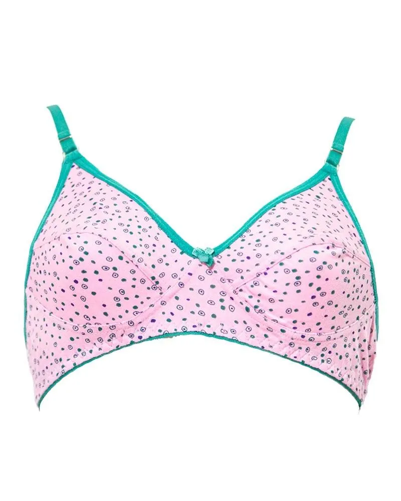 Branded Printed BBG-2008 Comfortable - Non Padded,Non Wired Bra Pink - Blue Bell Girl