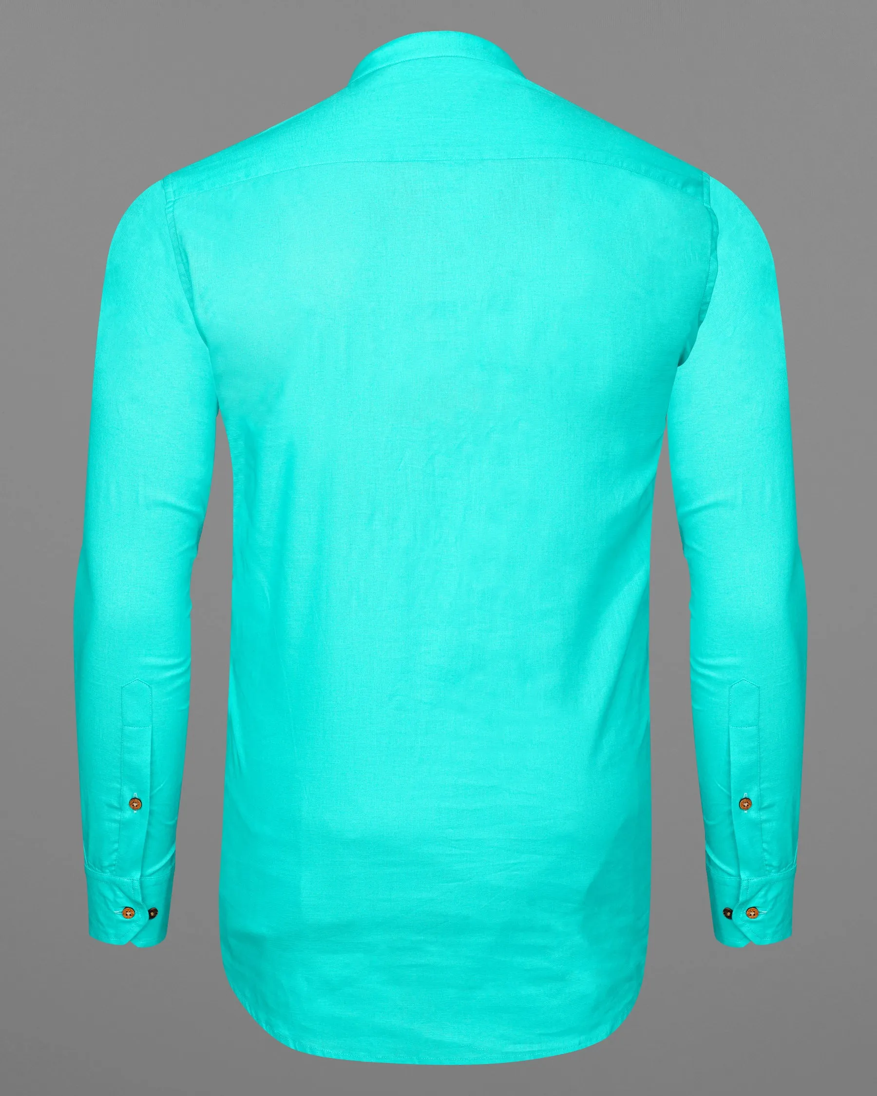 Bright Turquoise Luxurious Linen Kurta Shirt