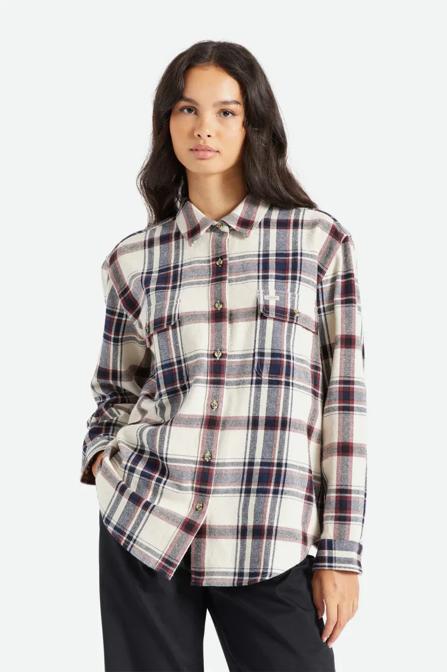 BRIXTON - BOWERY BF L/S FLANNEL - DOVE/MOHOGANY