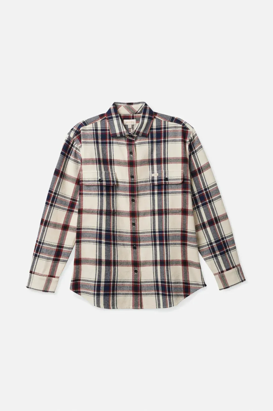 BRIXTON - BOWERY BF L/S FLANNEL - DOVE/MOHOGANY