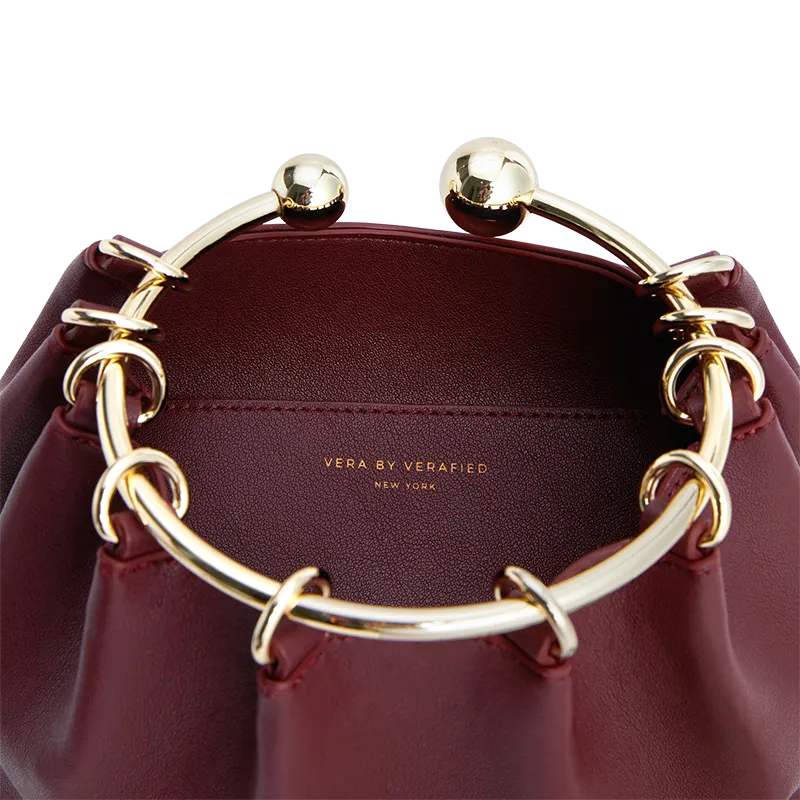 Burgundy Ring Handle Bag ( Pre-Order Only. Will Ship Late Sep.)