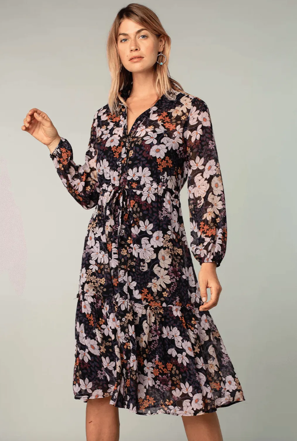 Button Down Bohemian Floral Dress 73003 LS By Lovestitch