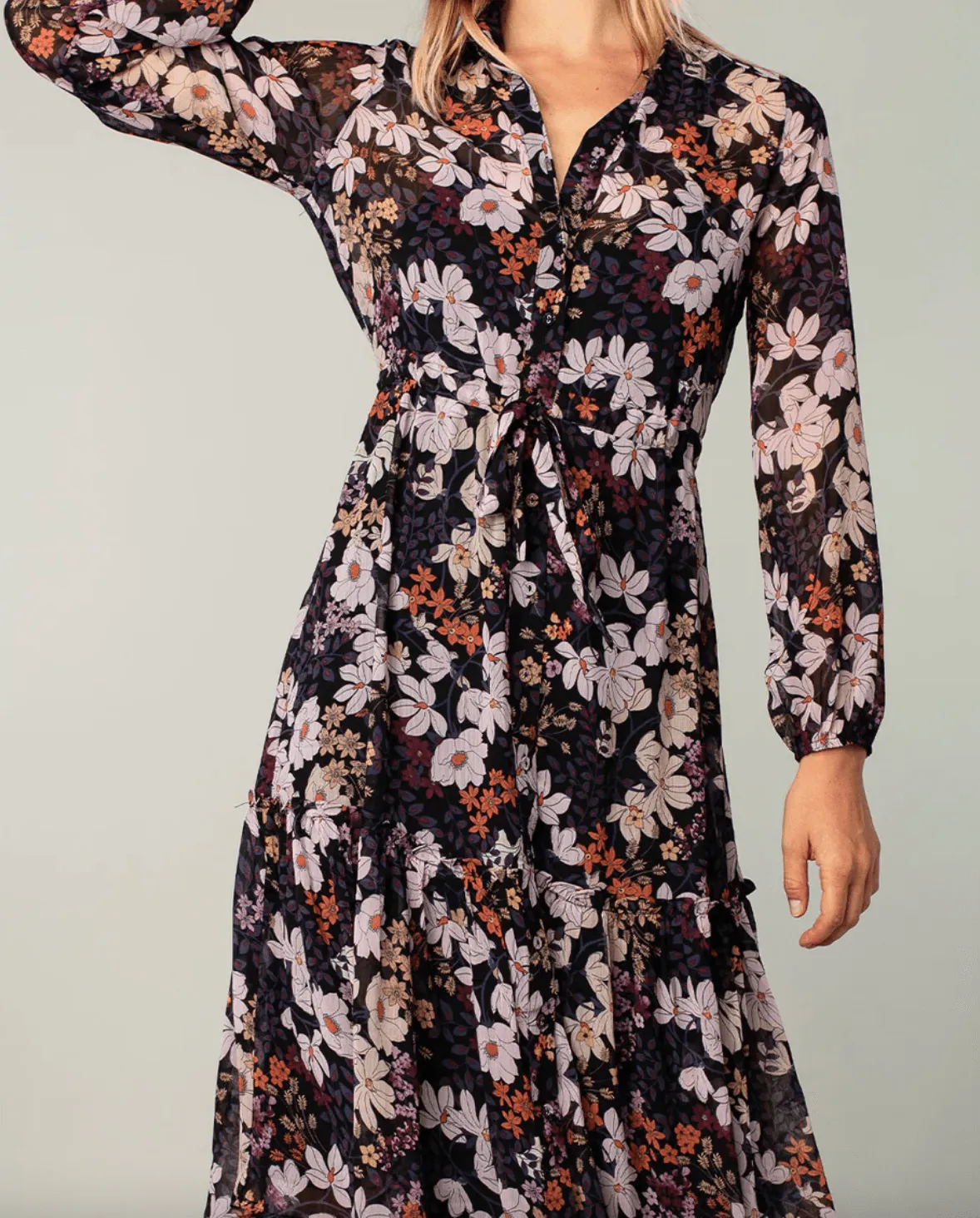 Button Down Bohemian Floral Dress 73003 LS By Lovestitch