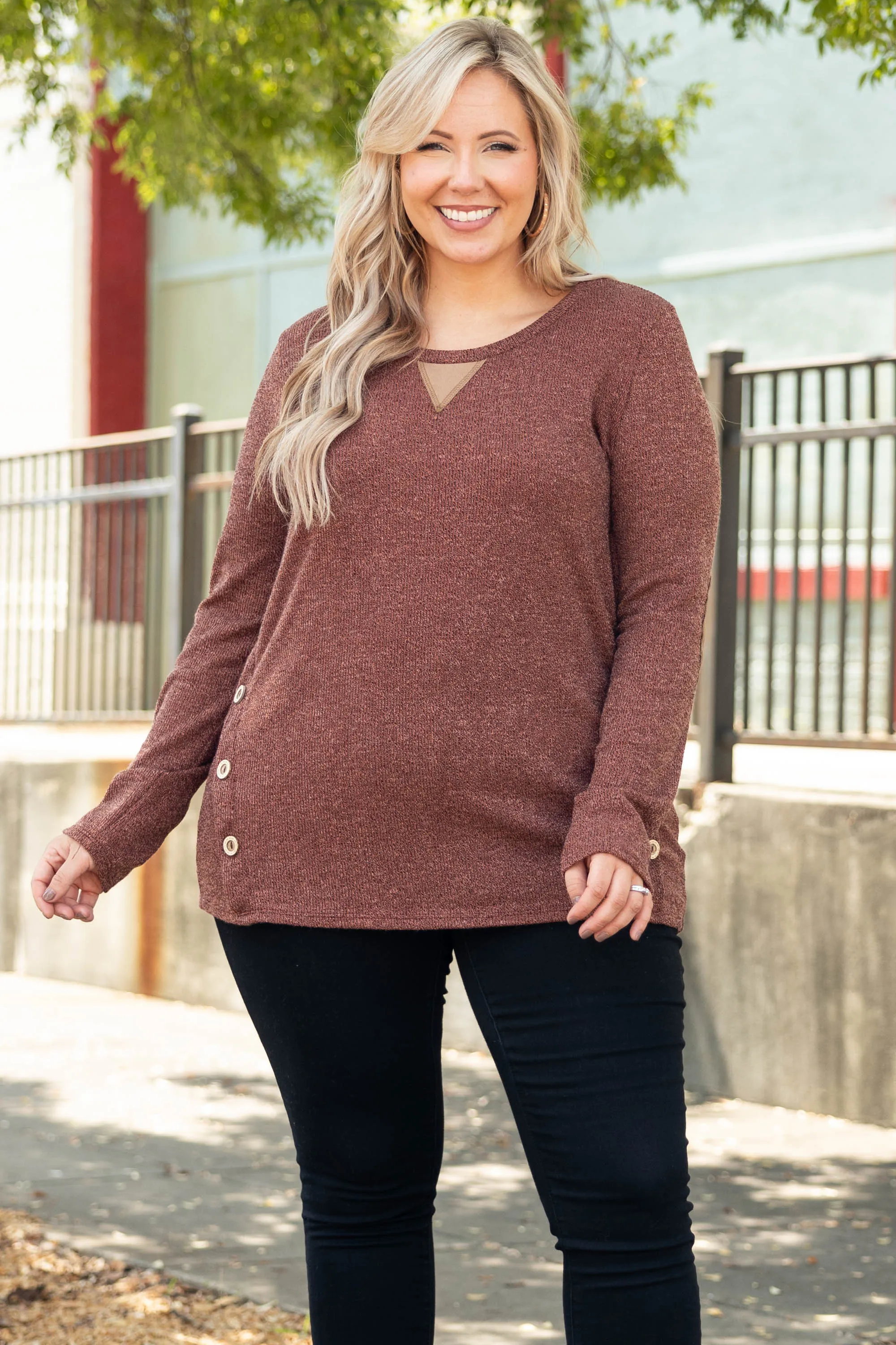 Button Up Top, Red Brown