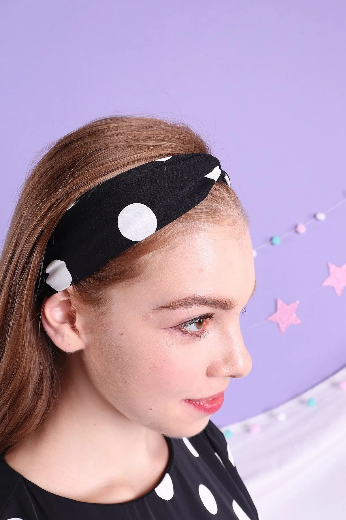 CANDY ELVES POLKA DOT HEAD BAND IN BLACK