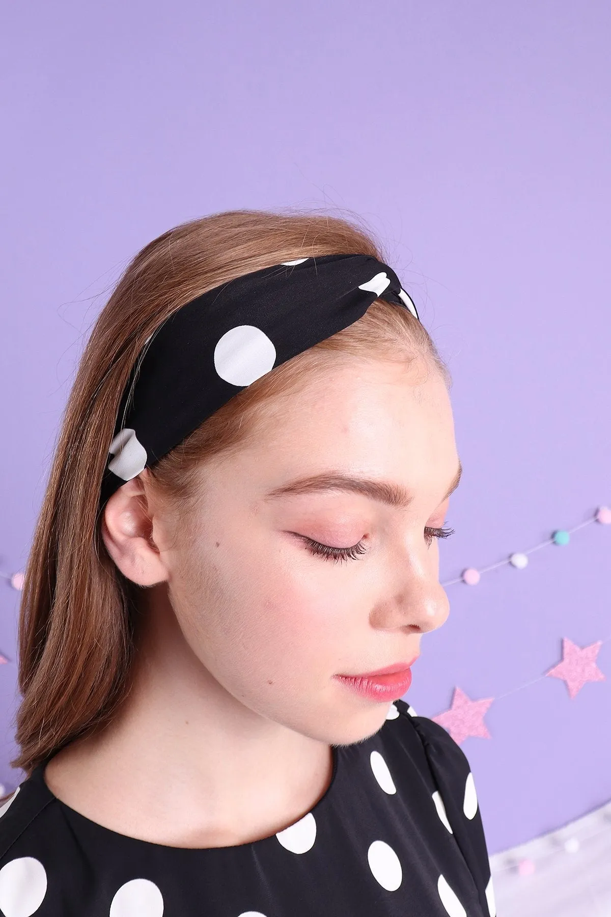 CANDY ELVES POLKA DOT HEAD BAND IN BLACK