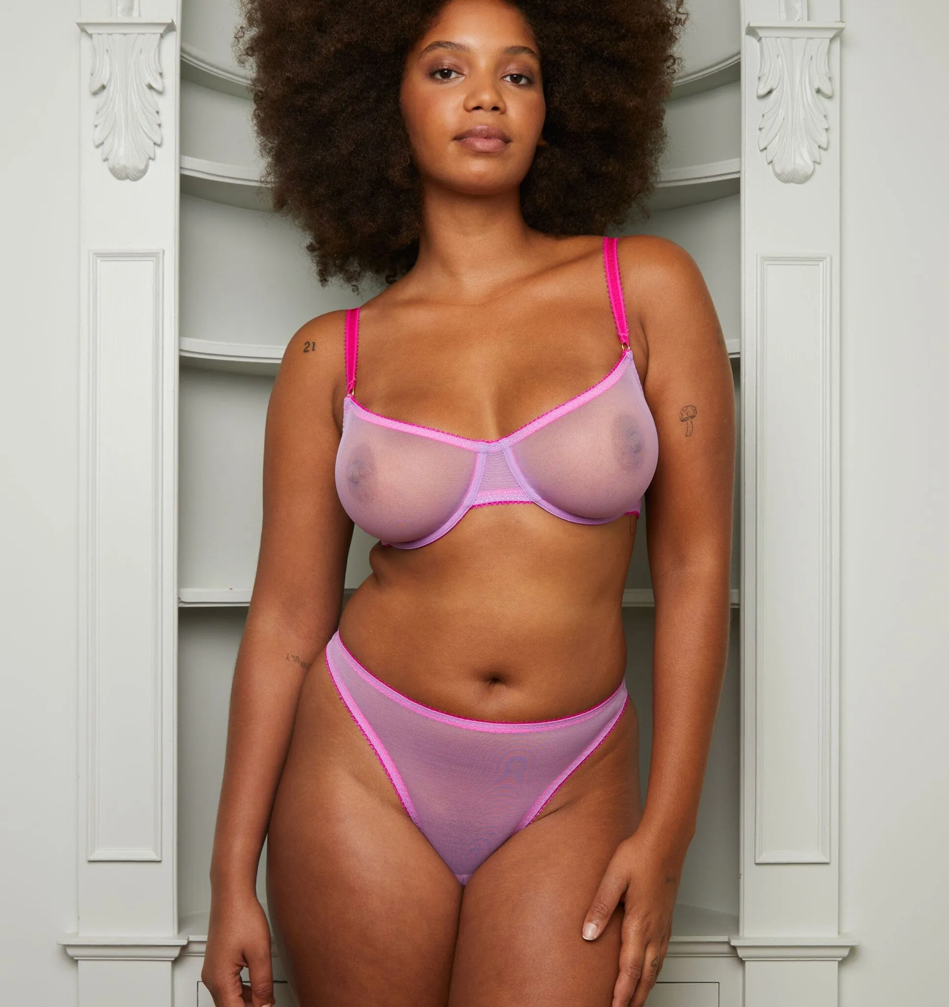 Candy pink mesh balconette