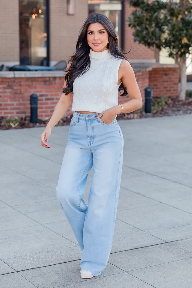 Caroline Light Wash Wide Leg Jeans