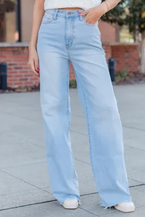 Caroline Light Wash Wide Leg Jeans