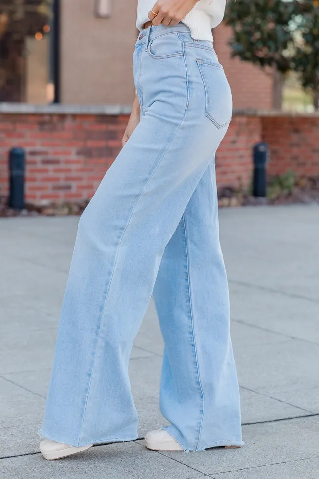 Caroline Light Wash Wide Leg Jeans