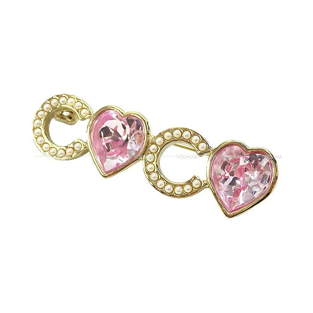 CHANEL broach Pin brooch Coco & Heart pearl rhinestone Pink Gold HW AB8200[BRAND NEW][Authentic]