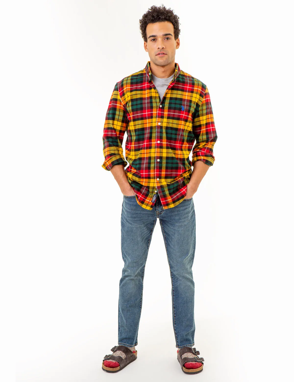 CHEST POCKET YARN DYE PLAID SHIRT