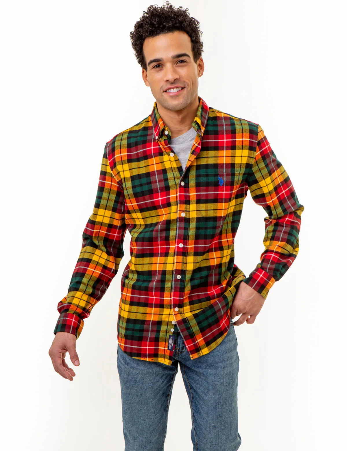 CHEST POCKET YARN DYE PLAID SHIRT