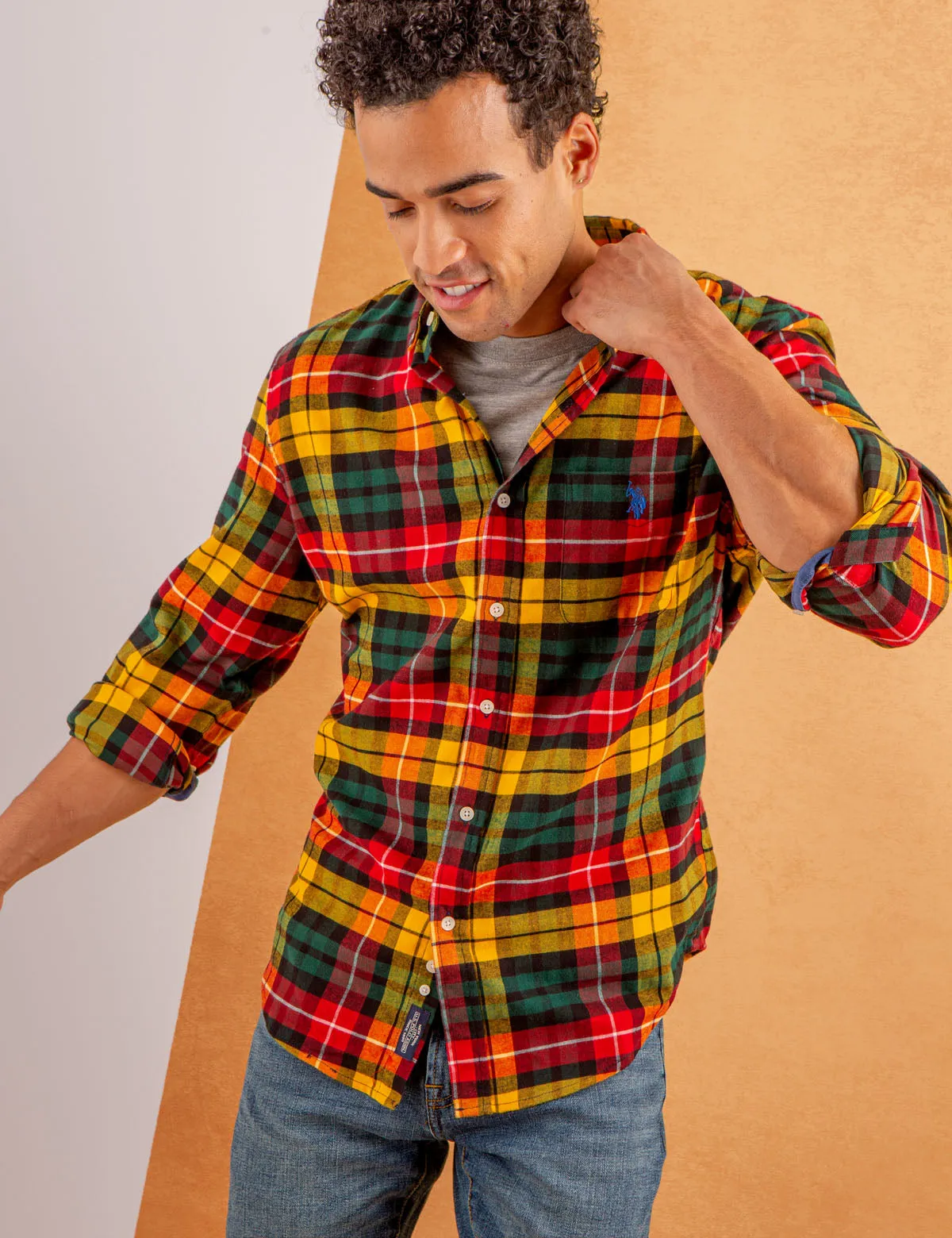 CHEST POCKET YARN DYE PLAID SHIRT