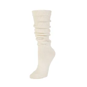 Chunky Knit Organic Cotton Slouch Knee Socks - Natural