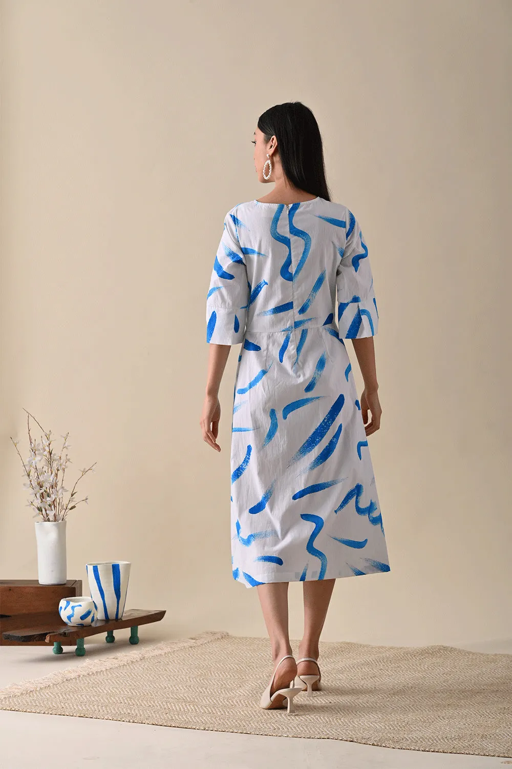 Claire Blue Print Dress