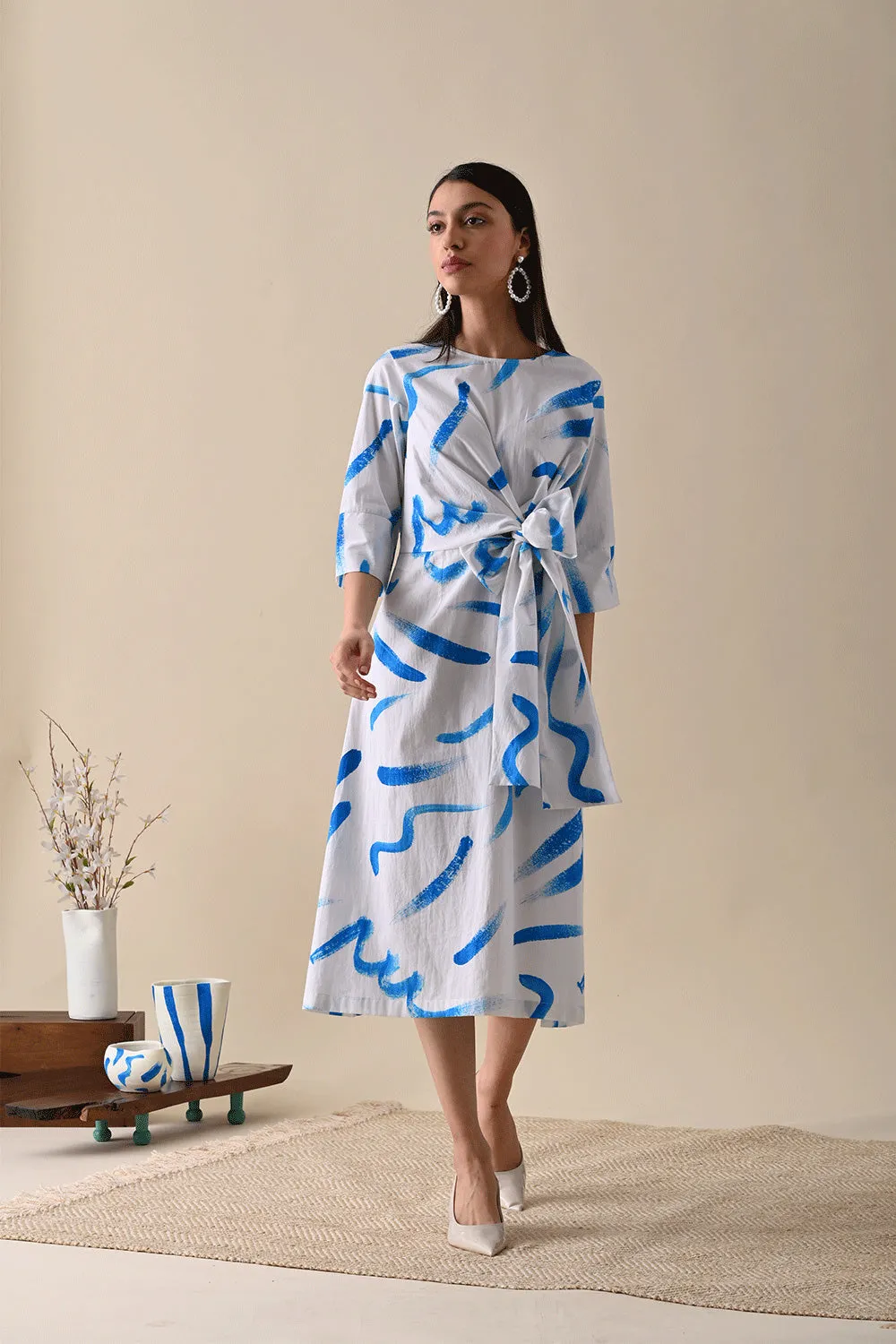 Claire Blue Print Dress