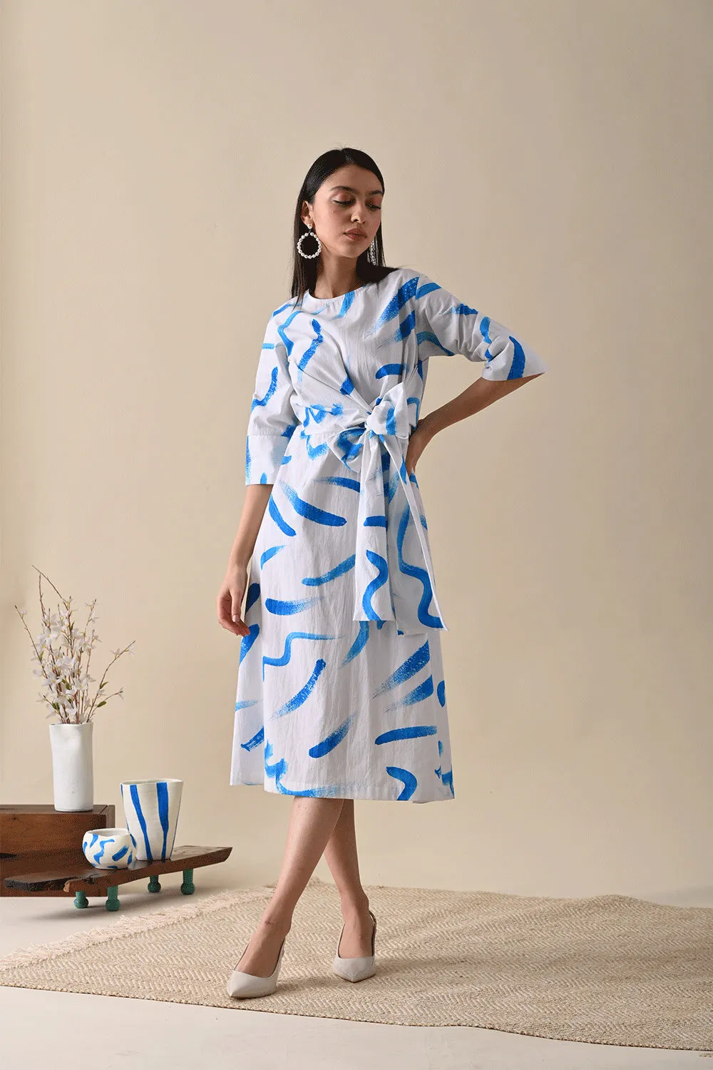 Claire Blue Print Dress