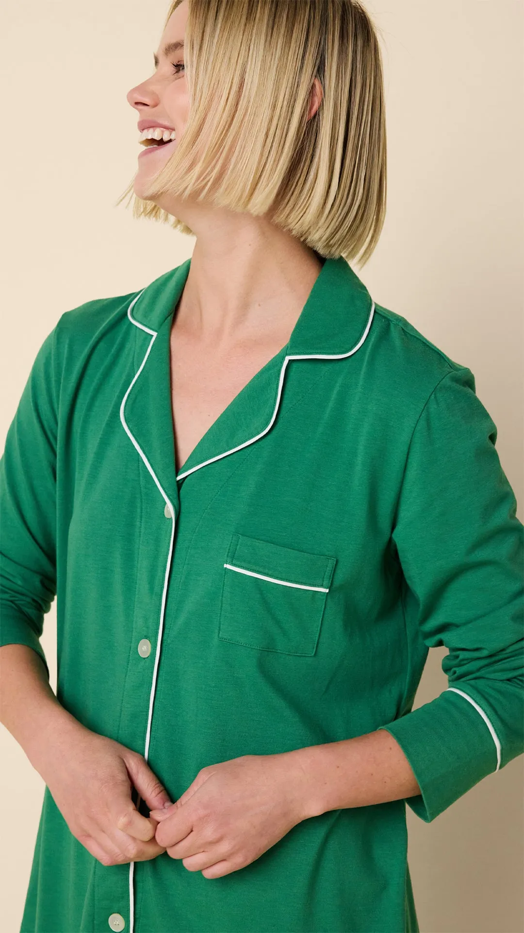 Classic Pima Knit Long-Sleeved Pajama - Pine