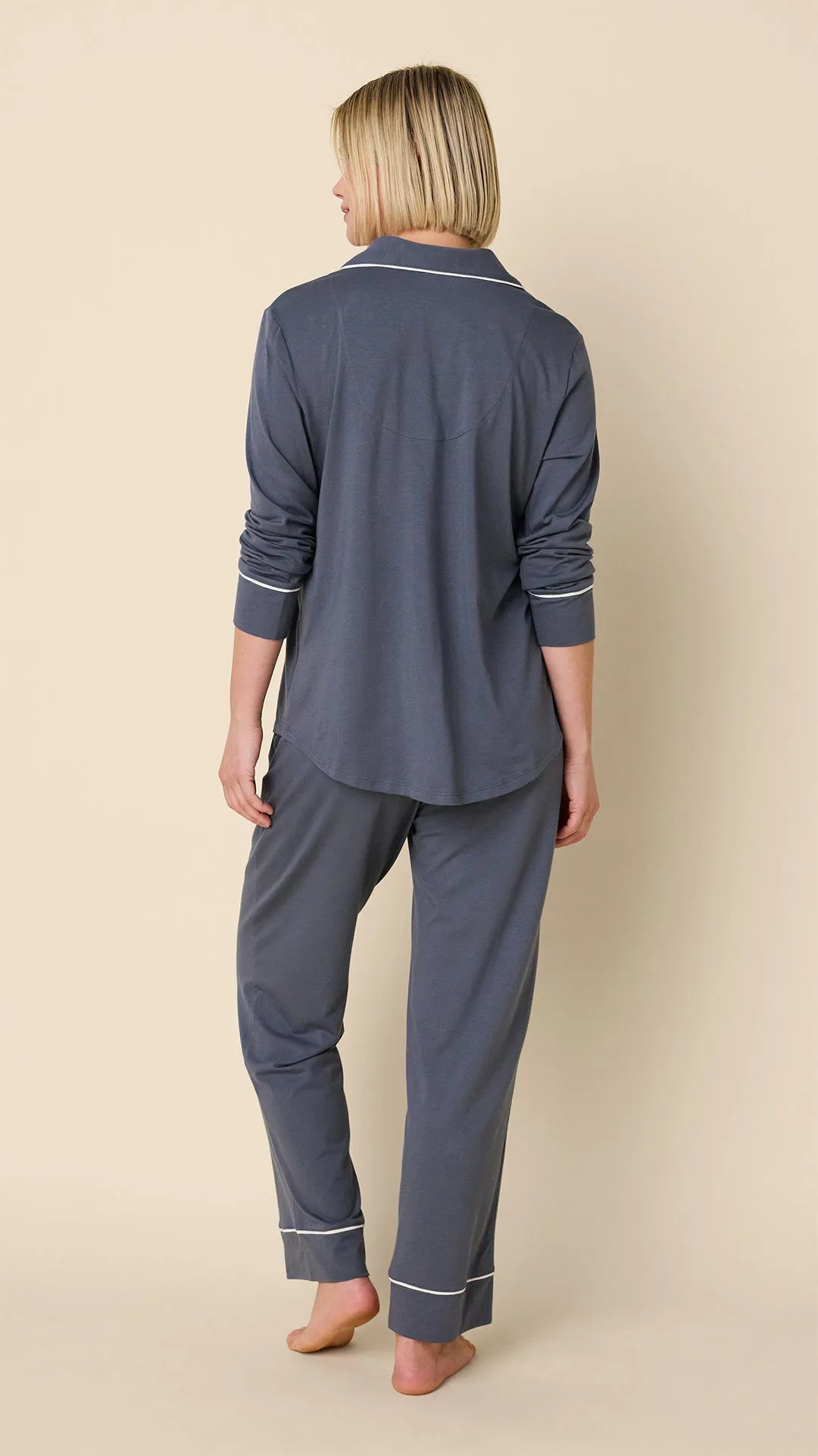 Classic Pima Knit Long-Sleeved Pajama - Steel Blue