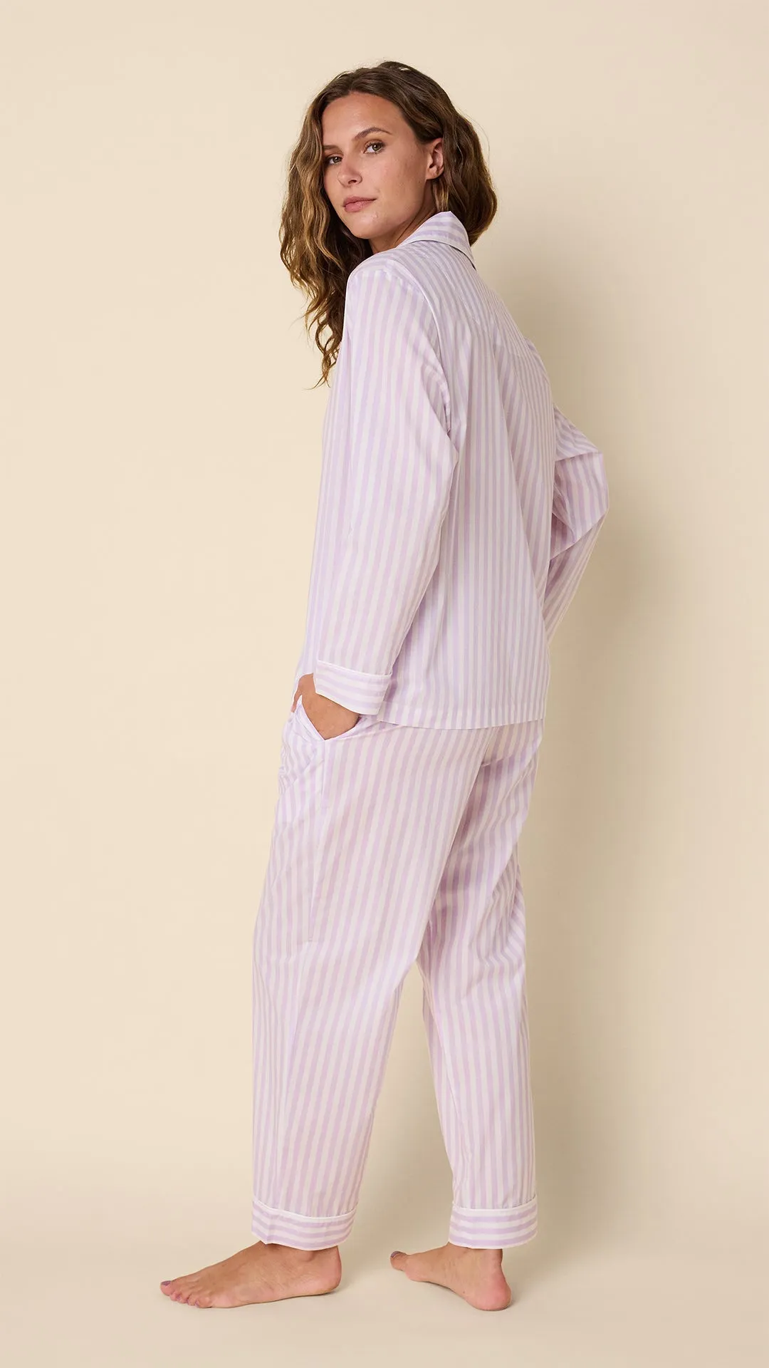 Classic Stripe Luxe Pima Long-Sleeved Pajama - Lavender