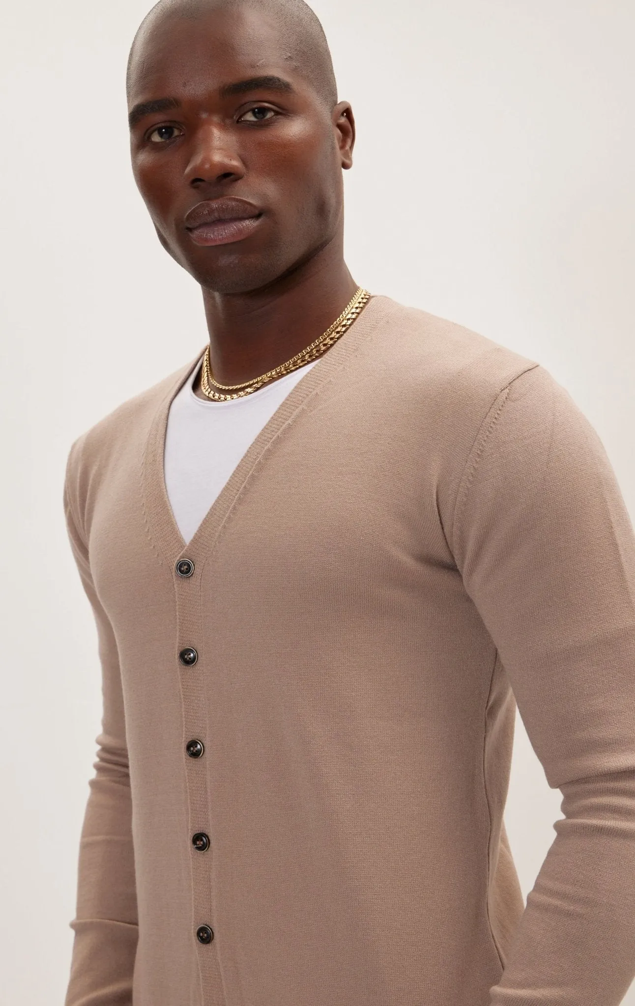 Classic V-neck Button Front Knit Shirt - Vizon