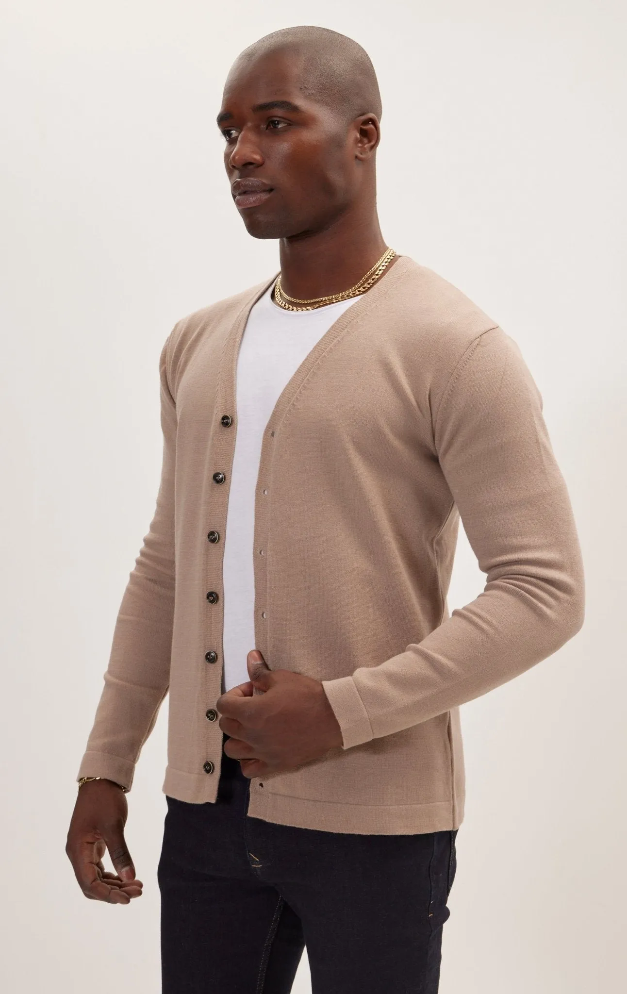 Classic V-neck Button Front Knit Shirt - Vizon