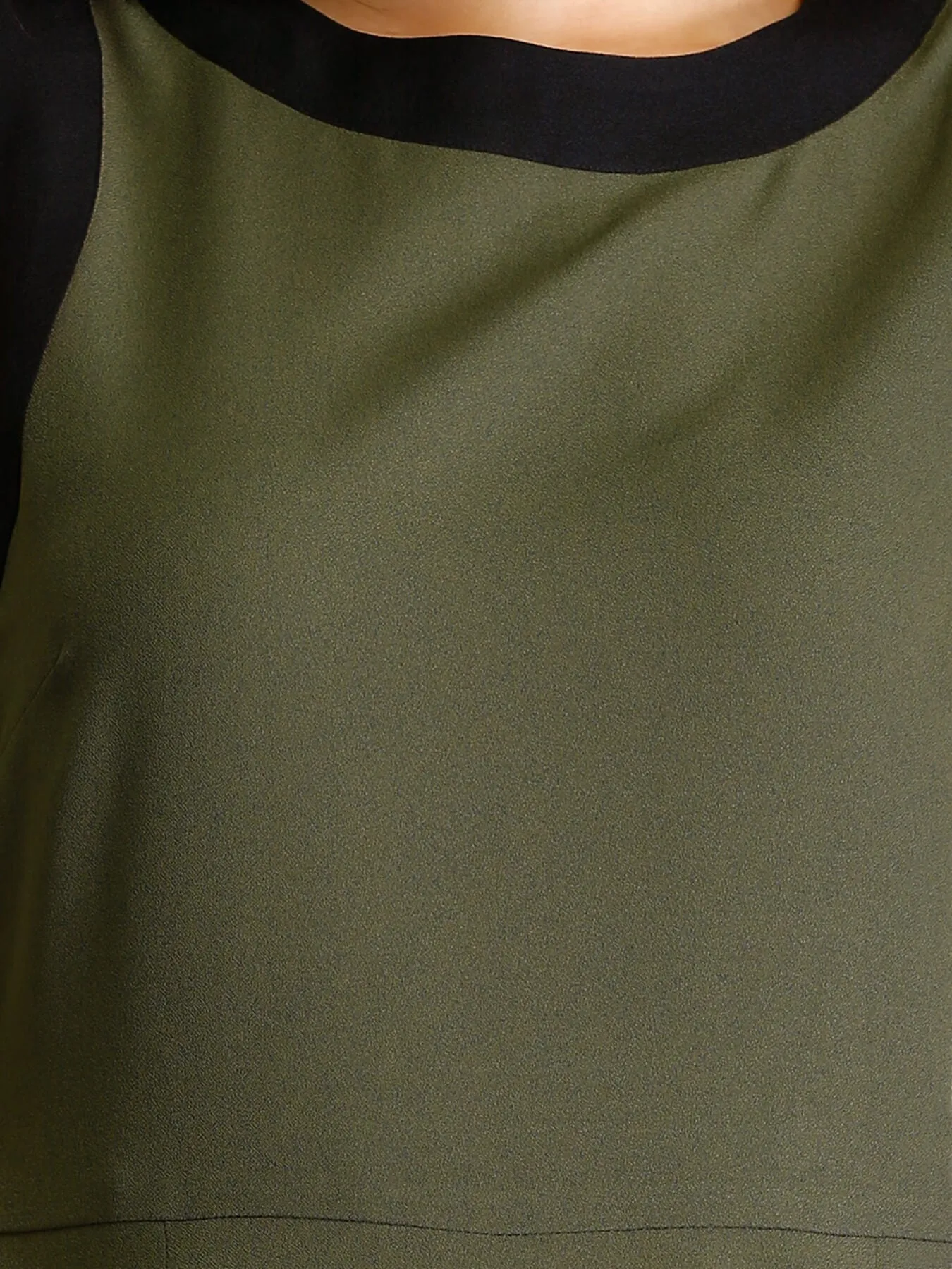 Colour Block Sheath Dress - Olive