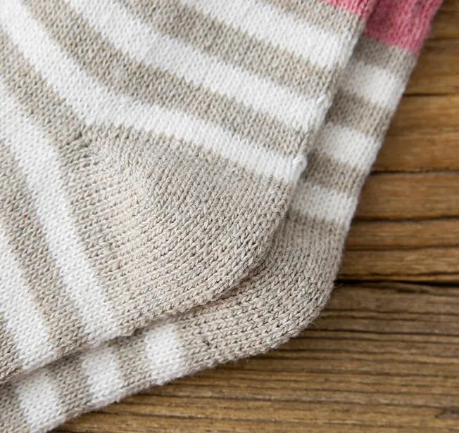 Crew Socks | Cotton | Beige Stripes