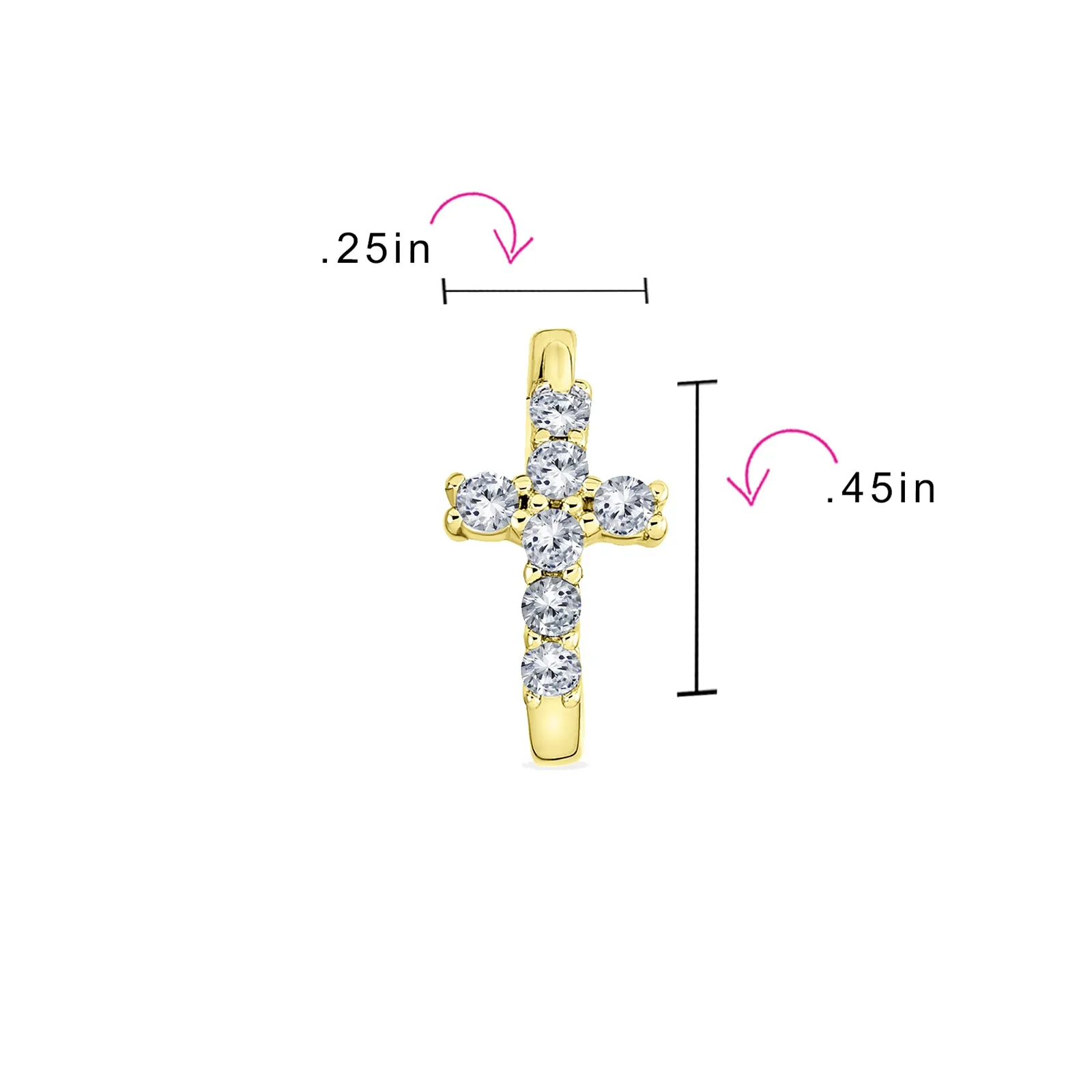 Cross Religious Communion CZ Micro Pave Stud Earrings Sterling Silver