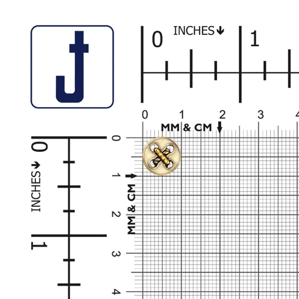 Cross Stitch Off White with Shiny Gold 10mm Loop Buttons