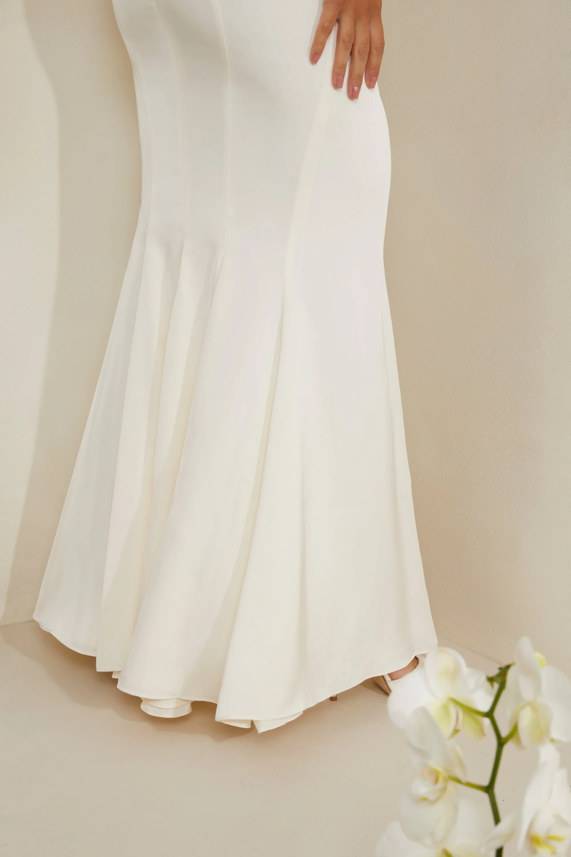 Cut Out Fishtail Maxi Dress in White