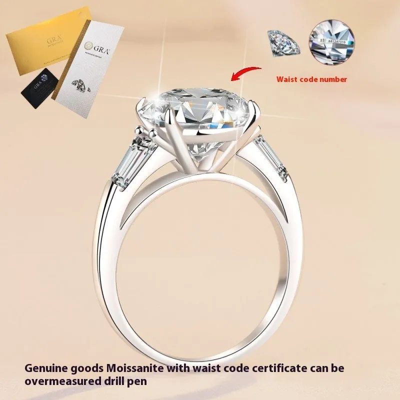 D Color Moissanite Ring Big Diamond Ring Female S925 Sterling Silver Waist Size Over Pen