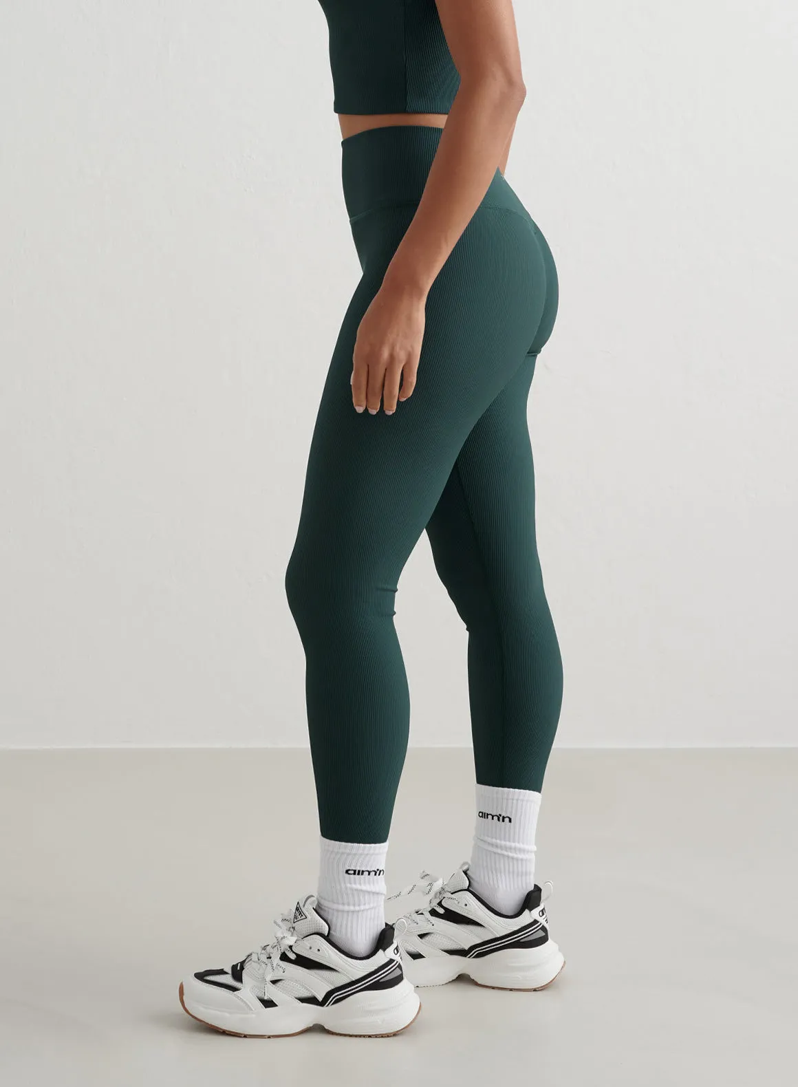 Deep Emerald Ribbed Performance Tights