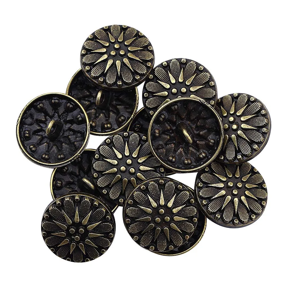 Designer Floral Pattern Antique Finish Metal Buttons