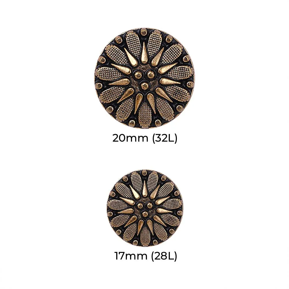 Designer Floral Pattern Antique Finish Metal Buttons