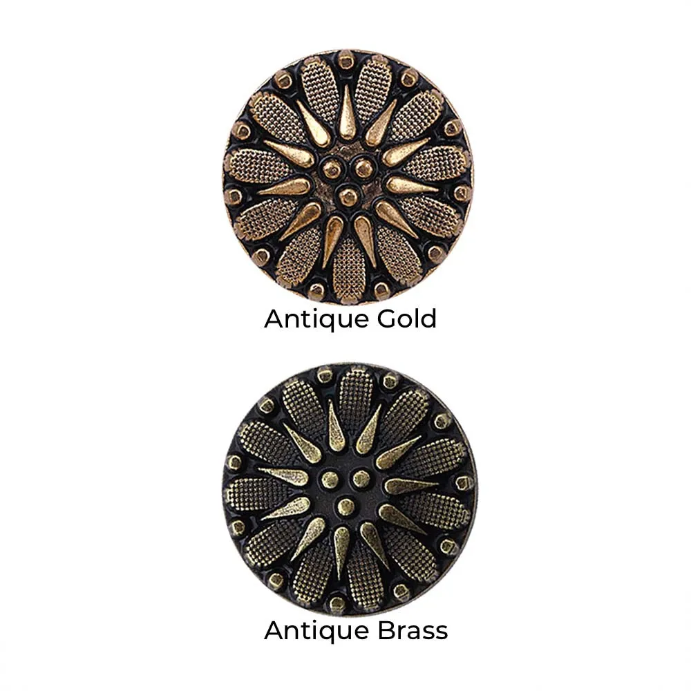 Designer Floral Pattern Antique Finish Metal Buttons