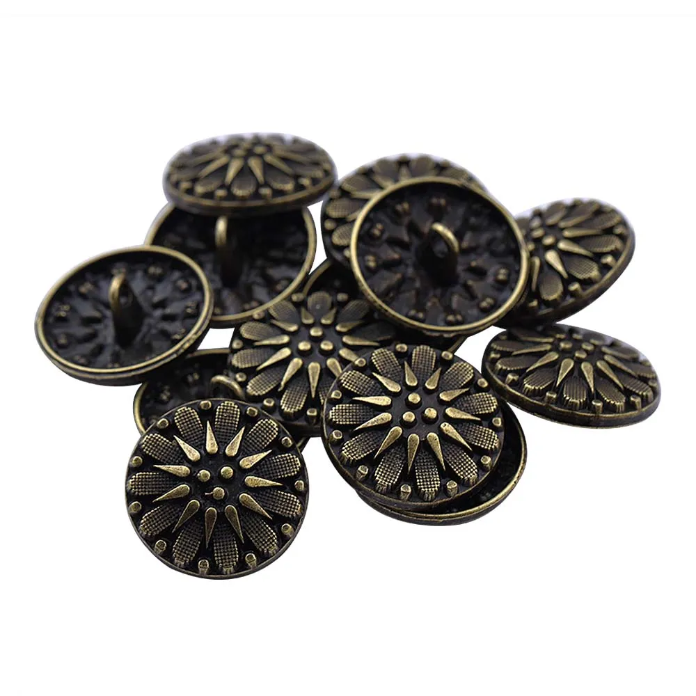 Designer Floral Pattern Antique Finish Metal Buttons