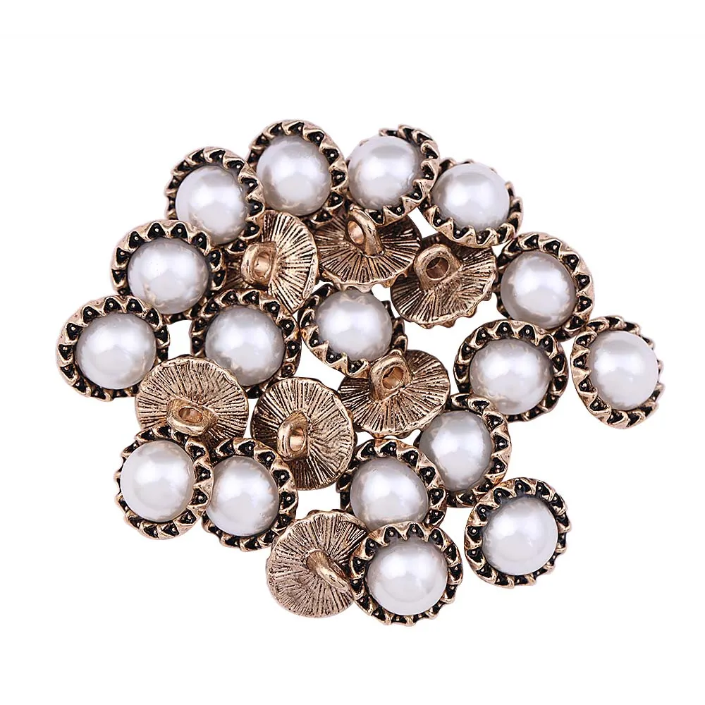 Designer Vintage Looking Antique Gold Pearl Metal Buttons