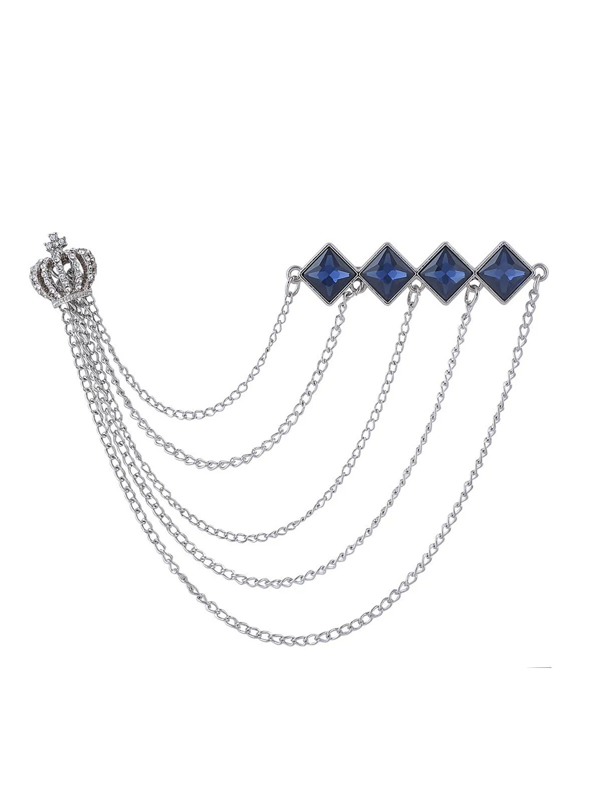 Diamond Crown & Chain Attractive Brooch Pin