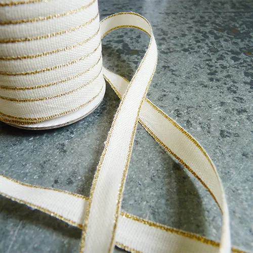 Drittofilo Cotton Ribbon - Natural / Gold : Studio Carta