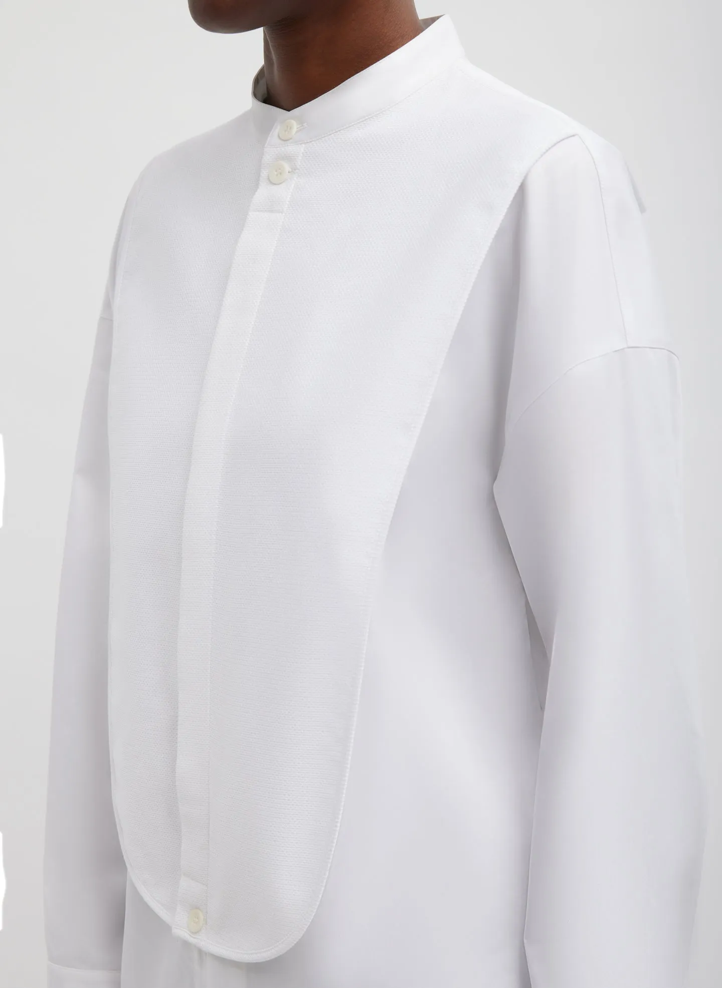 Eco Poplin Tuxedo Shirt With Bib Flap